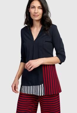 Alembika Rowan V-Neck Top Blouse Striped Color Block Size 1 6-8 NEW $180